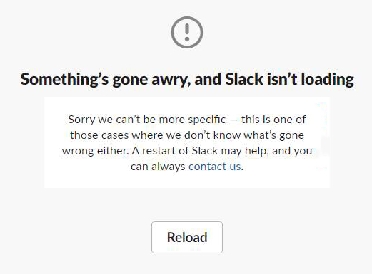Slack error message speaks to users in a humble tone